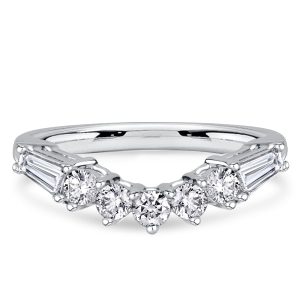 classic band - Italo Baguette & Round Cut Chevron Wedding Band For Women Matching Wedding Bands, Italo jewelry - Online Catalog