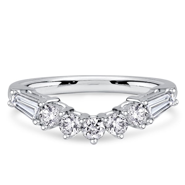 classic band - Italo Baguette & Round Cut Chevron Wedding Band For Women Matching Wedding Bands, Italo jewelry - Online Catalog