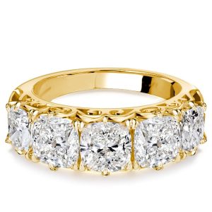 anniversary band - Italo Golden Filigree Cushion Cut Five Stone Wedding Band For Women, Italo jewelry - Online Catalog