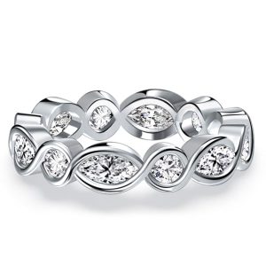 eternity band - Italo Bezel Setting Marquise & Round Cut Eternity Wedding Band For Women, Italo jewelry - Online Catalog