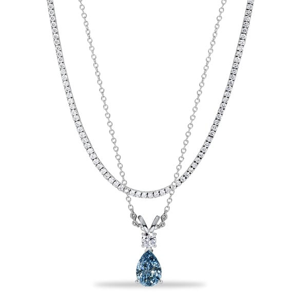 necklaces - Italo Pear Cut Blue Topaz Layering Necklaces For Women, Italo jewelry - Online Catalog