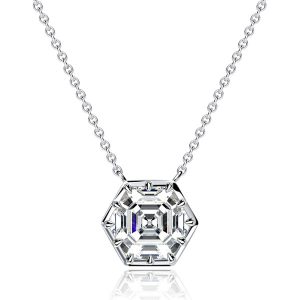 necklaces - Italo Multi Prong Hexagon Cut White Sapphire Pendant Necklace For Women, Italo jewelry - Online Catalog