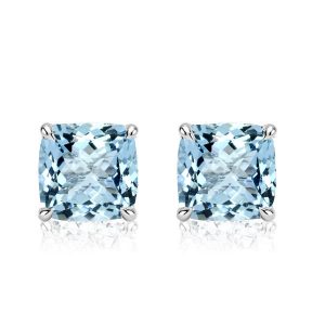 earrings - Italo Cushion Cut Aquamarine Earrings Stud Earrings For Women, Italo jewelry - Online Catalog