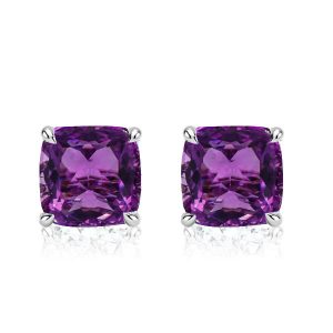earrings - Italo Cushion Cut Amethyst Earrings Stud Earrings For Women, Italo jewelry - Online Catalog