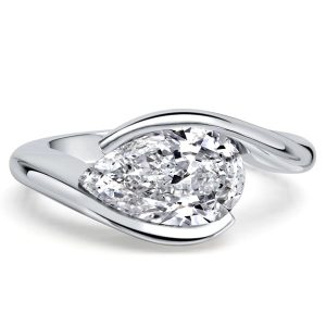 classic engagement rings - Italo East West Pear Cut White Sapphire Engagement Ring For Women, Italo jewelry - Online Catalog