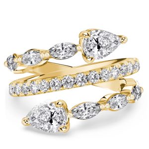 unique engagement rings - Italo Toi Et Moi Golden Pear Cut Teardrop Ring Spiral Engagement Ring, Italo jewelry - Online Catalog
