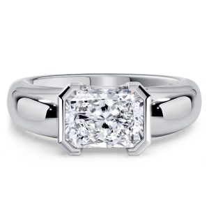 classic engagement rings - Italo East West White Sapphire Radiant Cut Engagement Ring For Women, Italo jewelry - Online Catalog