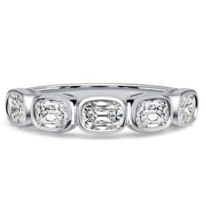 classic band - Italo Bezel Set Five Stone Cushion Cut Half Eternity Wedding Band For Women, Italo jewelry - Online Catalog