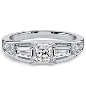 classic band - Italo Baguette & Princess Cut Half Eternity Wedding Band For Women, Italo jewelry - Online Catalog