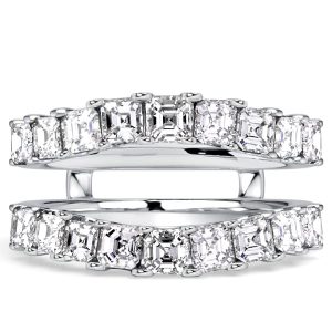 anniversary band - Italo Crown Asscher Cut Ring Guard Enhancer Wedding Band For Women, Italo jewelry - Online Catalog