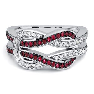 anniversary band - Italo Infinity Ring Two Tone White & Ruby Wedding Band For Women, Italo jewelry - Online Catalog