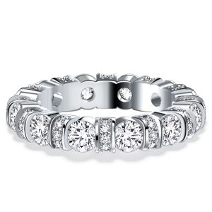 eternity band - Italo Unique Bar Setting Round Cut Eternity Wedding Band For Women, Italo jewelry - Online Catalog