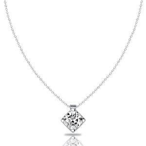 necklaces - Italo White Sapphire Cushion Cut Solitaire Pendant Necklace For Women, Italo jewelry - Online Catalog