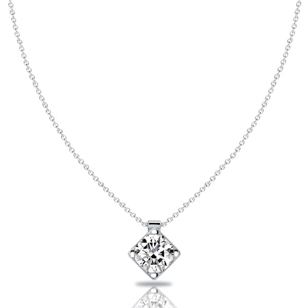 necklaces - Italo White Sapphire Cushion Cut Solitaire Pendant Necklace For Women, Italo jewelry - Online Catalog