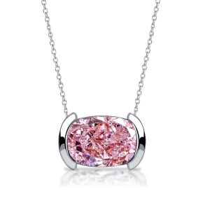 necklaces - Italo Half Bezel Cushion Cut Pink Sapphire Pendant Necklace For Women, Italo jewelry - Online Catalog