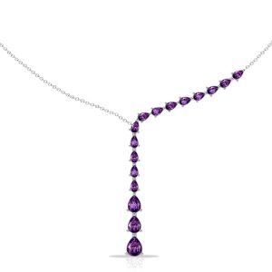 necklaces - Italo Pear Cut Amethyst Lariat Necklace Pendant Necklace For Women, Italo jewelry - Online Catalog