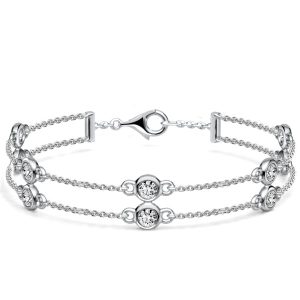 bracelets - Italo Double Row Bezel-set White Sapphire Tennis Bracelet For Women, Italo jewelry - Online Catalog