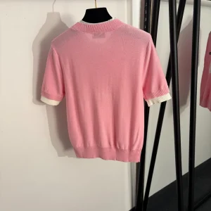 Women's new collar logo letter bow short sleeved wool knit sweater round neck top - AliExpress Sweaters&Jumpers