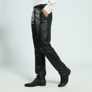 Men's Thick Genuine Leather Pants High Waist Straight Cowskin Windproof Large Size for Autumn Winter - AliExpress Pants