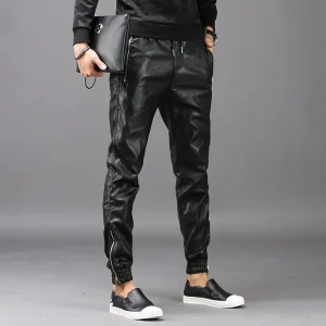 New Fashion Mens Hip Hop Harem Pants Faux Leather Long Pants Male Trousers Pockets Elastic Waist Pantalon Hombre Plus Size - AliExpress Pants