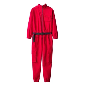 2022 Overalls Men Jumpsuit Cotton Hooded Zipper Long Sleeve Beam Feet Streetwear Clothing Cargo Pants Hip Hop Red Trousers - AliExpress Pants
