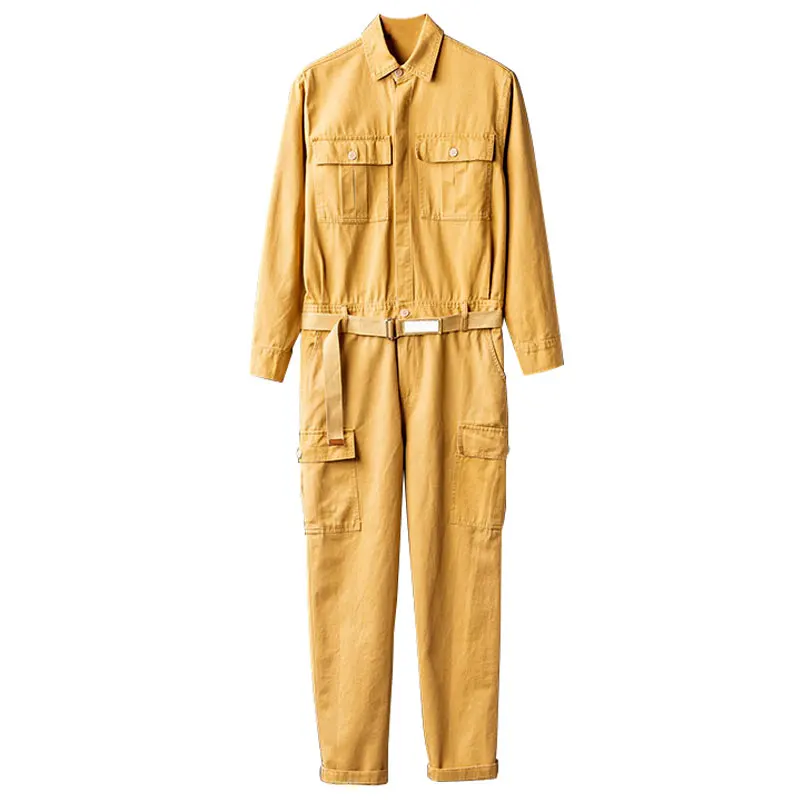 Overalls Of Men Jumpsuit Long Sleeve Lapel Cotton Multi Pocket Loose Street Japanese Workwear Cargo Pants Khaki Black Trousers - AliExpress Pants