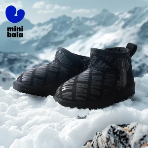 Mini Balabala Kids Snow Boots Winter Mid-Calf Thick Fleece-Lined Warm Shoes for Boys and Girls - AliExpress Children's Shoes