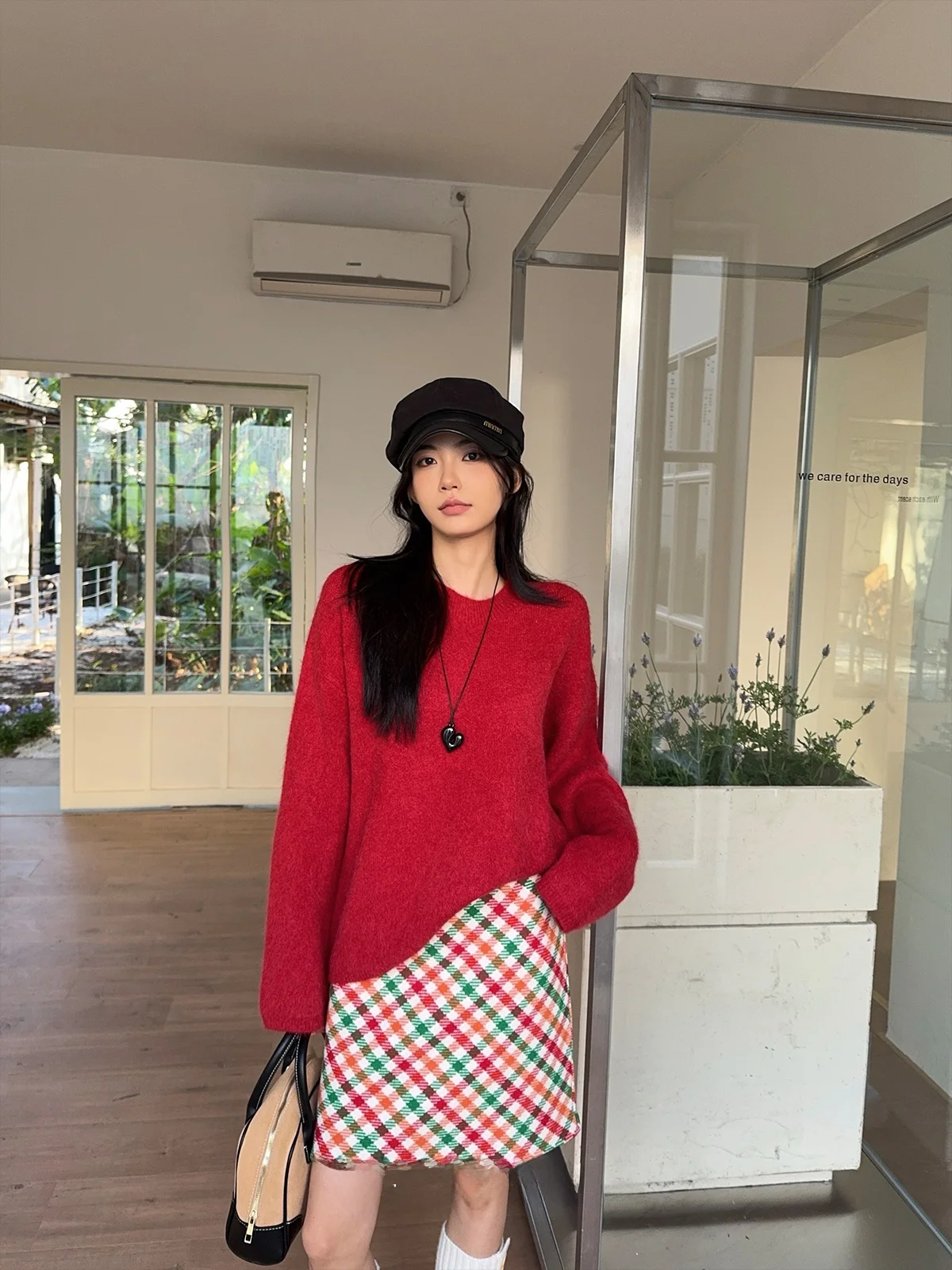 Red round Ne Sweater UVPU Casual Loose Fit Long Sve Knitted Women's Top Winter Collection Comfortable Knitwear - AliExpress Sweaters&Jumpers