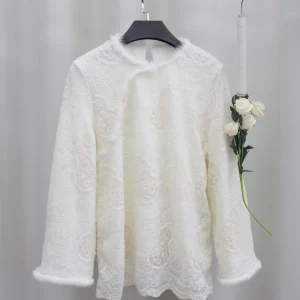 New Chinese Sle Thiened Knitted irt Women's Autumn Winter Embroidered Lace Inner Wear Top round Ne Long Sve Polyester - AliExpress Sweaters&Jumpers