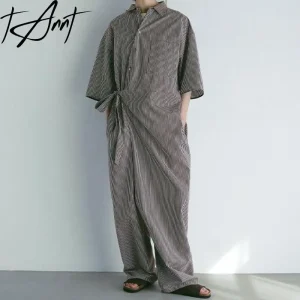 Tannt Women Jumpsuits Short-sleeved Bandage Striped Long Women Jumpsuits Fahion Casual Vintage Women Rompers 2025 New - AliExpress Jumpsuits&Rompers
