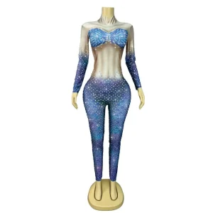 Renyulei Design Sense Women Jumpsuit Long Sleeved Sexy Rhinestone Mermaid Pants Bar Performance Clothes Role-Playing Jumpsuit - AliExpress Jumpsuits&Rompers