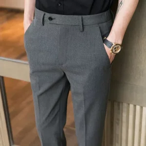 Busin Casual Men's Pants Slim Fit Trousers Faionable Briti Korean Sle Best Man Suits Small Foot Nine Points - AliExpress Pants