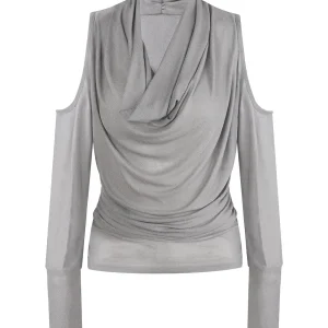 Silk Acetate Knitted Long Sve Top V-Ne oulder Bared Pleated Slimming Women's Commute Sle Faion Casual Wear - AliExpress Sweaters&Jumpers