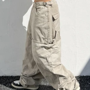 Trendy American Workwear Sle Khaki Wide Leg Pants Men Loose Floor-Length Casual Trousers Multiple kets Straight Cut - AliExpress Pants