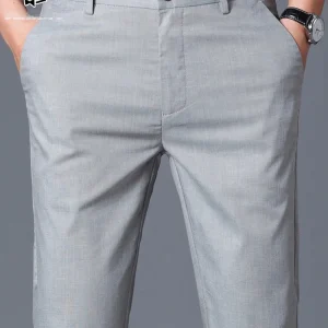 ey Linen Men's Slim Fit Casual Pants Straight Leg Summer New Sle Anti-Wrinkle Youthful Faionable Long Trousers - AliExpress Pants