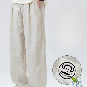 PaulFrank Linen  Casual Pants Men Summer Thin Loose Drapey Wide Leg Pants Comfortable Breathable Lightweight Trousers - AliExpress Pants