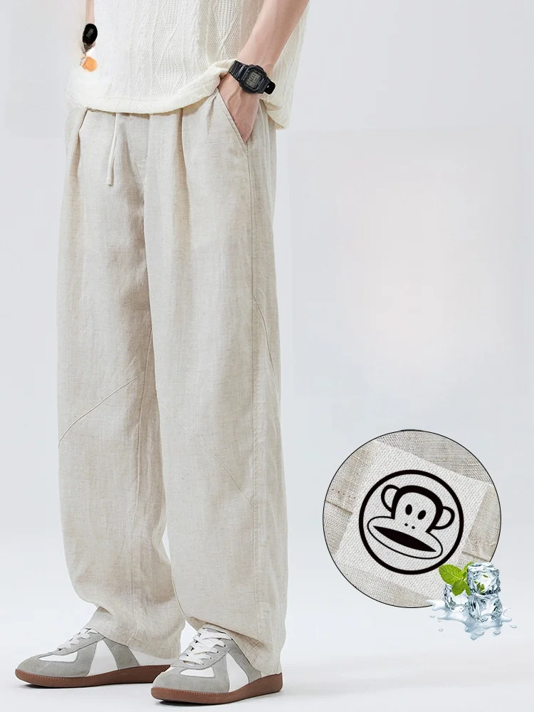 PaulFrank Linen Casual Pants Men Summer Thin Loose Drapey Wide Leg Pants Comfortable Breathable Lightweight Trousers - AliExpress Pants