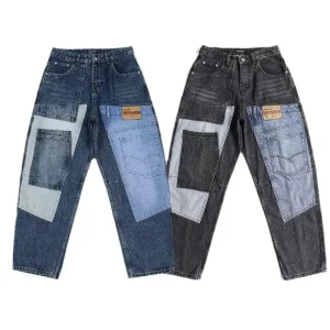 Kapital Vintage Waed Patchwork Print Jeans Men's Women's Straight Leg Pants Retro Sle Casual Workwear Cotton Fabric - AliExpress Pants