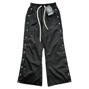 Waxed Nylon Button Pants Straight Leg Loose Fit Men's High Street Long Trousers Casual Sle Polyester Fiber Youth Faion - AliExpress Pants