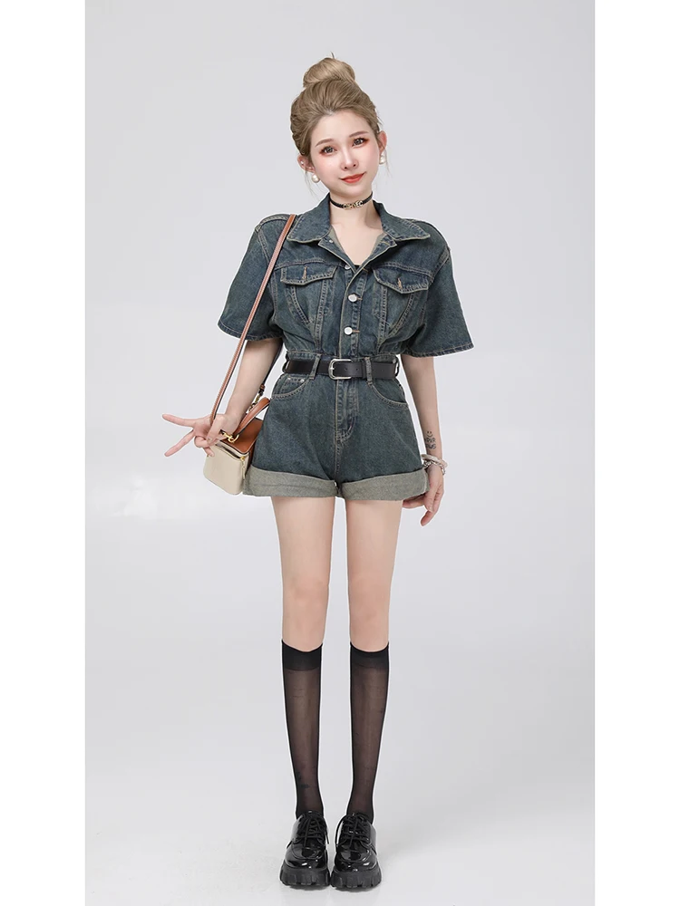 High Waist A-Line ortalls Women's Denim Jumpsuit Set Summer Anti-Aging Clothing High Waist ortalls Fem Sle - AliExpress Jumpsuits&Rompers