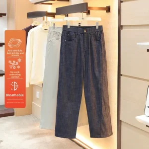 Spring 2026 Men's Casual Loose Straight Leg Jeans Sli Comfortable Cotton Blend Fabric mid High Waist Straight Tube Pants - AliExpress Pants