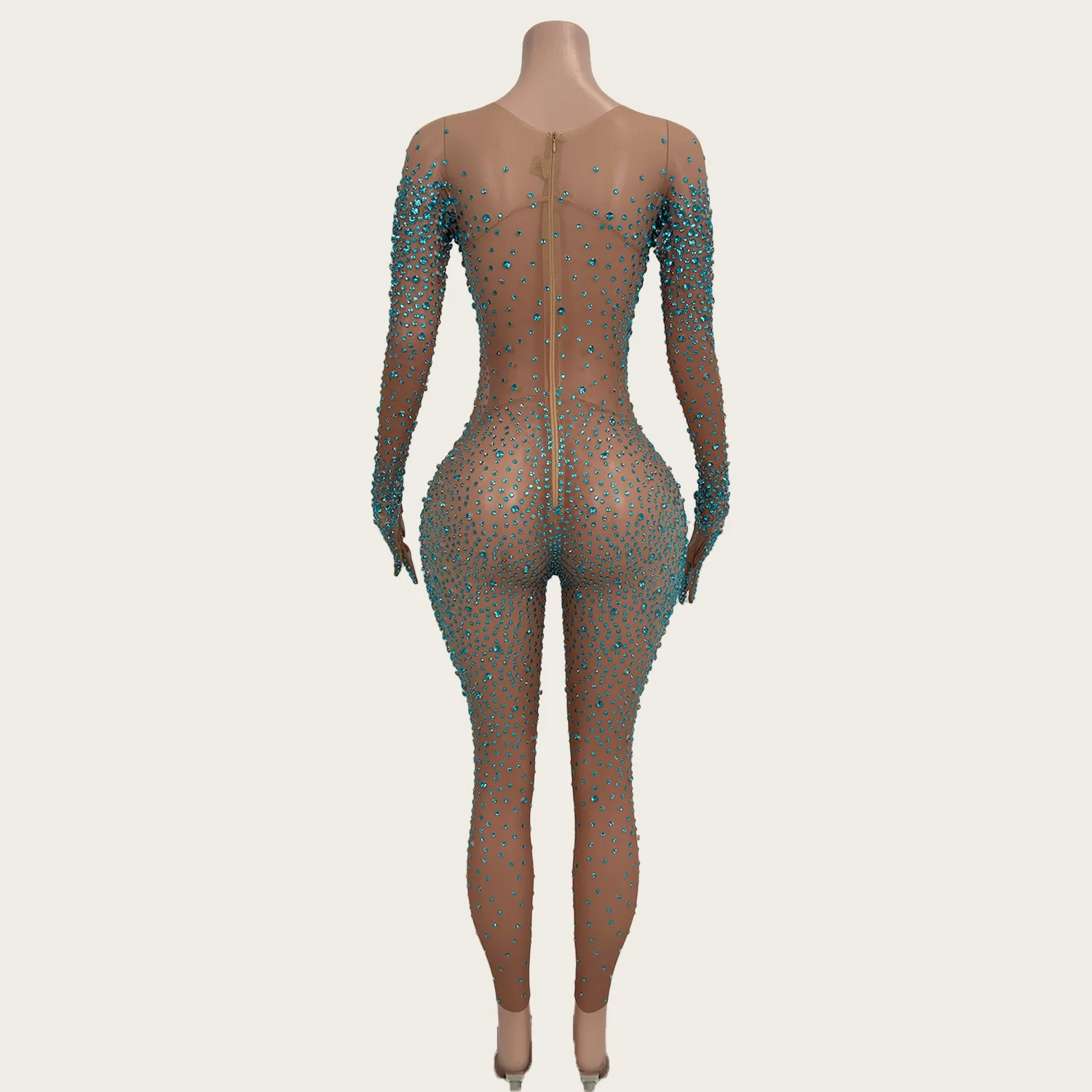 Tiaotiaotang Women Sparkly Rhinestones Mesh Tight Fitting Jumpsuit Sexy Showgirl Performance Wear Nightclub Party gig Stage Wear - AliExpress Jumpsuits&Rompers