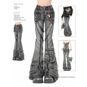 Autumn Winter Women's k Academia Cargo Jean F Straight Leg PVC Fabric Cleanfit Sle Neutral Pants - AliExpress Pants