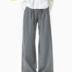 American Style Men's Loose Casual Pants Striped Wide Leg Trousers Fashionable Drapey Comfortable Spring Season Polyester Blend - AliExpress Pants
