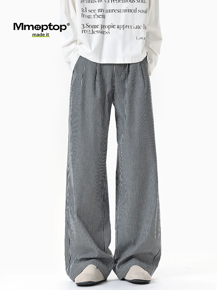American Style Men's Loose Casual Pants Striped Wide Leg Trousers Fashionable Drapey Comfortable Spring Season Polyester Blend - AliExpress Pants