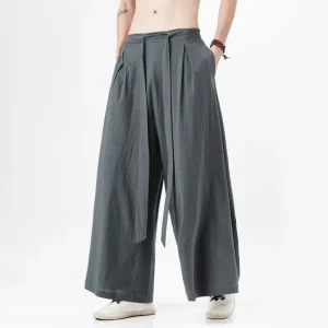 2023 Chinese Sle Harajuku Linen Cotton Straight Leg Pants CleanFit Neutral PVC Material Casual Trousers for Men And Women - AliExpress Pants