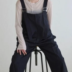 ZOEYJA Striped Overalls Combine Two in One Emphasize Vertical Outline Haome Jumpsuit High Waist Long Pants Polyester Fiber - AliExpress Jumpsuits&Rompers