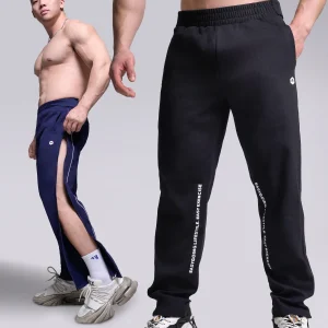 Spor Casual Men's Zipper Fitn Baskeall Running Loose Fit Straight Leg Pants All-Match Versatile Long Trousers - AliExpress Pants