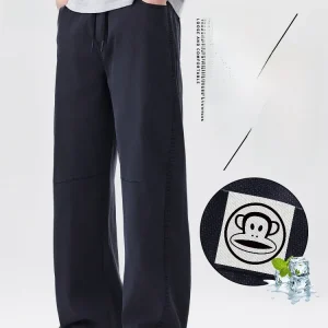 PaulFrank Men's Casual  Pants Straight Leg Loose Fit Summer Faionable Drapey Bla Long Trousers Vintage American Sle - AliExpress Pants