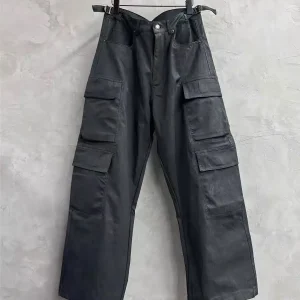 Owen Seak Men Cargo Pants Casual Gothic Men's Sweatpants Autumn Irregular Oil Wax Solid Loose Black Designer Long Trousers - AliExpress Pants